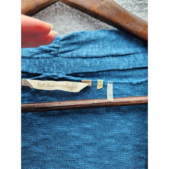 Soft Surroundings Womens XL Blue Open Front Cardigan With Metal Ring Closure - Picture 3 of 6